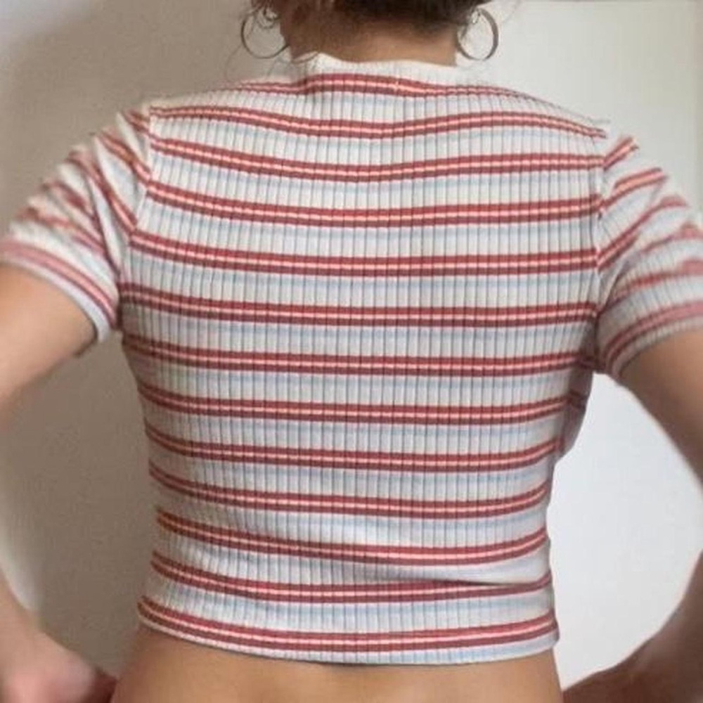 Striped Ribbed Button-Up Top - Picture 3 of 3